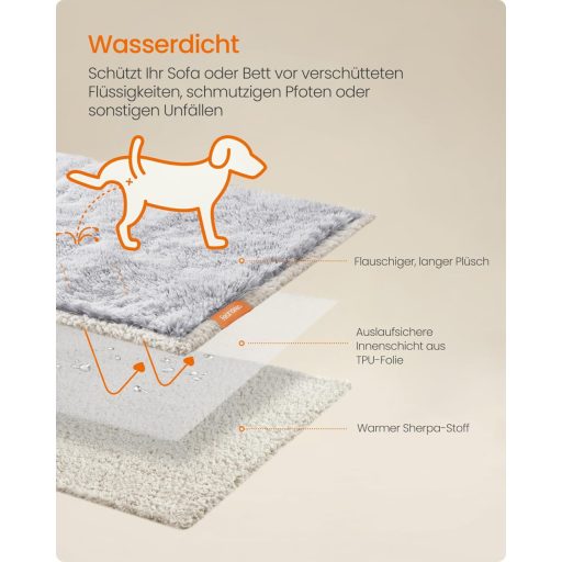 Feandrea Vízálló Kutyatakaró XXXL Sherpa Plüss Szürke Fordítható Kanapévédő
