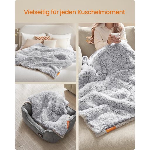Feandrea Vízálló Kutyatakaró XXXL Sherpa Plüss Szürke Fordítható Kanapévédő