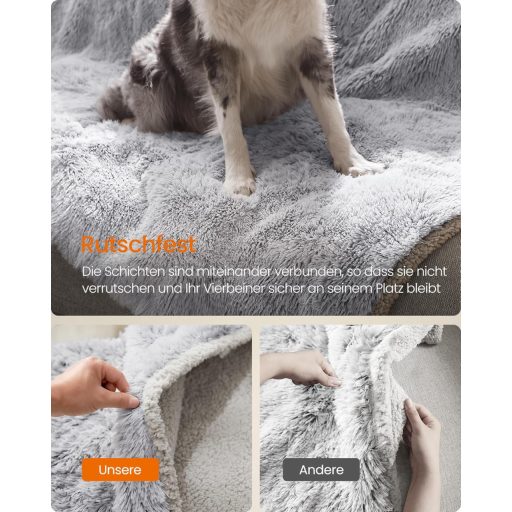 Feandrea Vízálló Kutyatakaró XXXL Sherpa Plüss Szürke Fordítható Kanapévédő