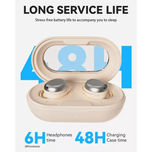 Căști Bluetooth 5.4 ANSTEN cu anulare a zgomotului, pentru dormit, ideale pentru cei care dorm pe o parte, 48 de ore autonomie