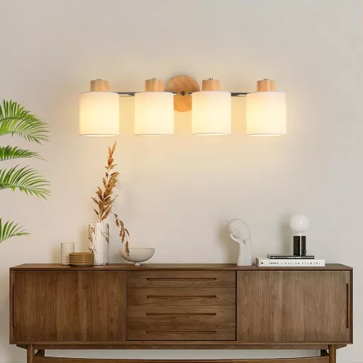 SANSHI LED Mennyezeti Lámpa 4 Izzós Fa Spotlámpa 350° Forgatható E14