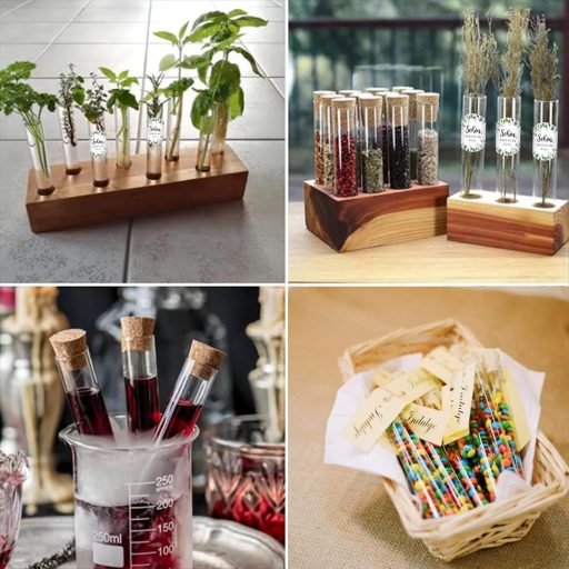 Joycabin 50 db Műanyag Kémcsövek Partyhoz Dugóval és Matricákkal Esküvő Keresztelő Születésnap