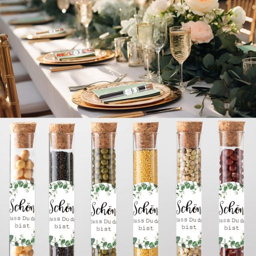 Joycabin 50 db Műanyag Kémcsövek Partyhoz Dugóval és Matricákkal Esküvő Keresztelő Születésnap