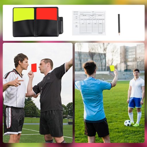Gosknor Piros-Sárga Sárga Lap Készlet Bőrtokkal Jegyzetpapírral Futball Röplabda Baseball Edzőknek