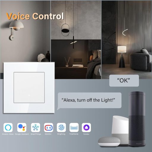 BSEED WiFi okos villanykapcsoló Google Home Alexa kompatibilis 86mm fehér 2db