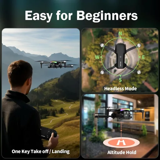 FAKJANK 1080P kamerás FPV dron LED világítással, WiFi, magasságtartás, kezdőknek