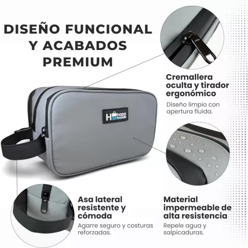 HopeBonds Vízálló Neszesszer 3 Rekesszel - Unisex Utazó Táska Edzőterembe, Iskolába - Kompakt Tisztasági Táska Strapabíró Nylon Anyagból