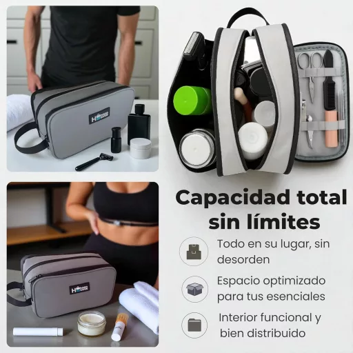 HopeBonds Neceser Impermeabil cu 3 Compartimente - Geantă de Călătorie Unisex pentru Sală, Școală - Trusă de Toaletă Compactă din Nailon Durabil