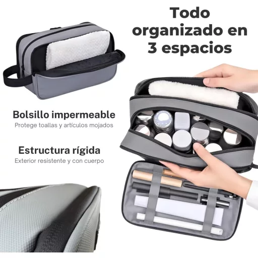 HopeBonds Vízálló Neszesszer 3 Rekesszel - Unisex Utazó Táska Edzőterembe, Iskolába - Kompakt Tisztasági Táska Strapabíró Nylon Anyagból