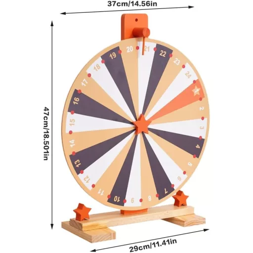 WDKXCN 37 cm-es Szerencsekerék 24 Rekesszel - Forgatható Játék Táblával és Filctollal - Fa Nyereménykerék Karneválokra, Partikra, Szójátékok