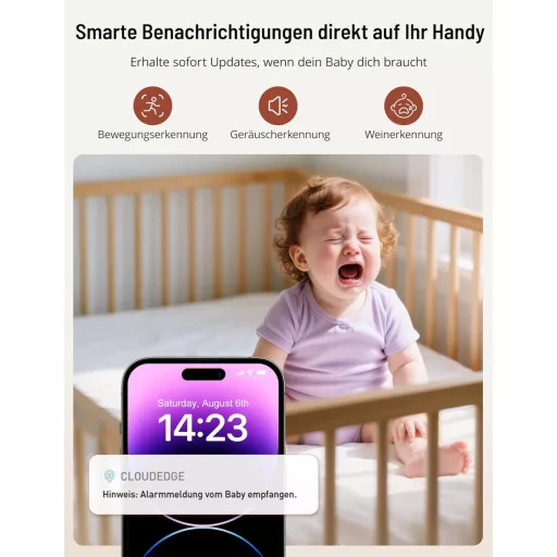 PARIS RHÔNE 2K Baby monitor s kamerom, 5" zaslonom, PTZ praćenjem i noćnim svjetlom