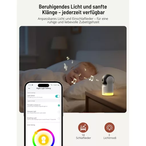 PARIS RHÔNE 2K Baby monitor s kamerom, 5" zaslonom, PTZ praćenjem i noćnim svjetlom