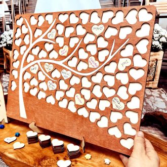   Neamon Fa Knjiga Gostiju Dekoracija za Vjenčanje u Obliku Srca s 83 Drvena Srca