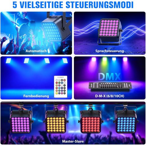 Starlitflow 54W RGBWA UV LED Par reflektor s batériou a diaľkovým ovládaním, disko párty svetlo