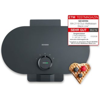   SEVERIN Duo gofrisütő szív alakú gofrihoz, 1200W, PFAS-mentes bevonat, matt fekete