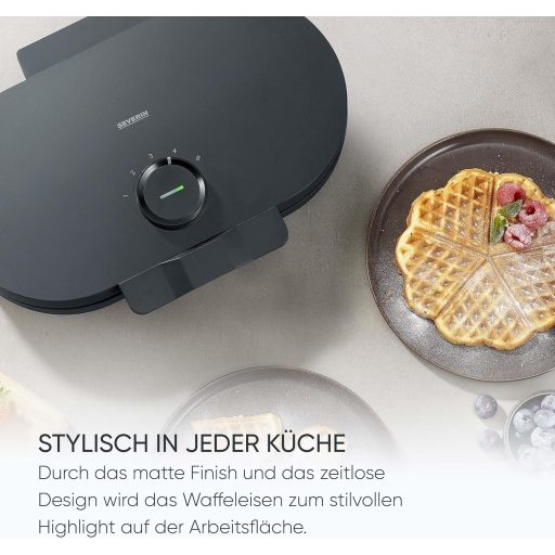 SEVERIN Duo gofrisütő szív alakú gofrihoz, 1200W, PFAS-mentes bevonat, matt fekete