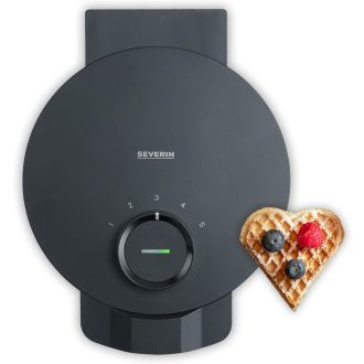   SEVERIN szív alakú gofrisütő PFAS-mentes bevonattal, 1000W, fekete/rozsdamentes acél