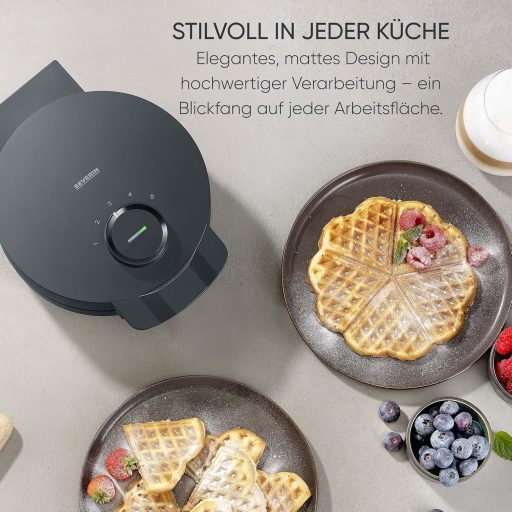 SEVERIN szív alakú gofrisütő PFAS-mentes bevonattal, 1000W, fekete/rozsdamentes acél