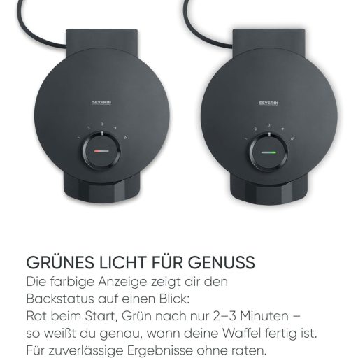 SEVERIN szív alakú gofrisütő PFAS-mentes bevonattal, 1000W, fekete/rozsdamentes acél