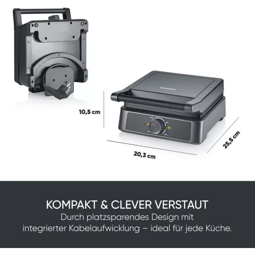 Aparat pentru vafe pătrate SEVERIN WA 2130 cu strat ceramic, 1600W, negru-oțel inoxidabil
