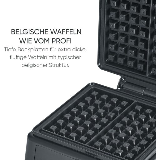 SEVERIN WA 2130 négyzet alakú gofrisütő kerámia bevonattal, 1600W, fekete-rozsdamentes acél