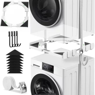   WusyStore Mosógép és Szárítógép Alátét Szett, Állítható Mélység 45-68 cm, Fehér