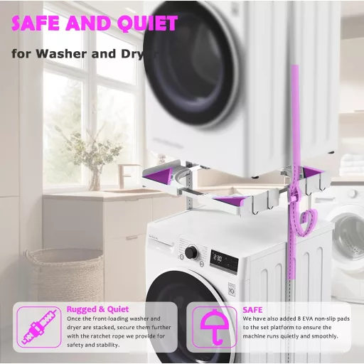 WusyStore Mosógép és Szárítógép Alátét Szett, Állítható Mélység 45-68 cm, Fehér