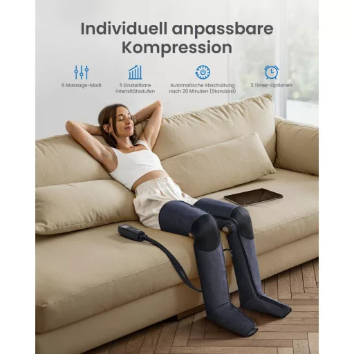 RENPHO Légnyomásos Lábmasszírozó 360° Teljes Fedettséggel, 6 Mód, 5 Intenzitás