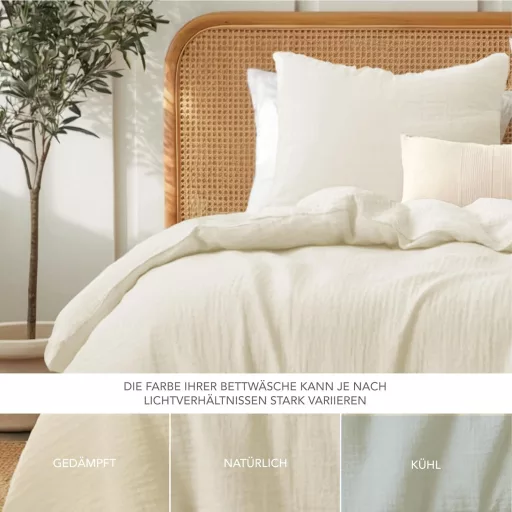 Bavlnené obliečky Dreamzie 200x200 cm so zipsom, s 2 obliečkami na vankúš, béžové