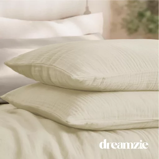 Dreamzie Pamut Ágyneműhuzat 200x200 cm Cipzárral, 2 Párnahuzattal Beige