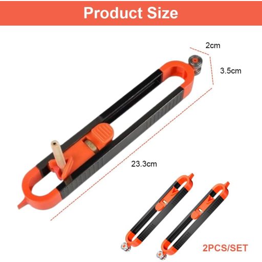 Șablon de contur Helweet cu blocare, 2 bucăți, pentru măsurarea și copierea lemnului