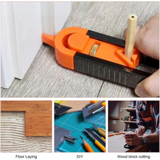 Șablon de contur Helweet cu blocare, 2 bucăți, pentru măsurarea și copierea lemnului