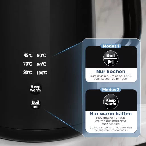 Bear 1.7L Elektromos Vízforraló 6 Hőmérséklet Beállítás Rozsdamentes Acél