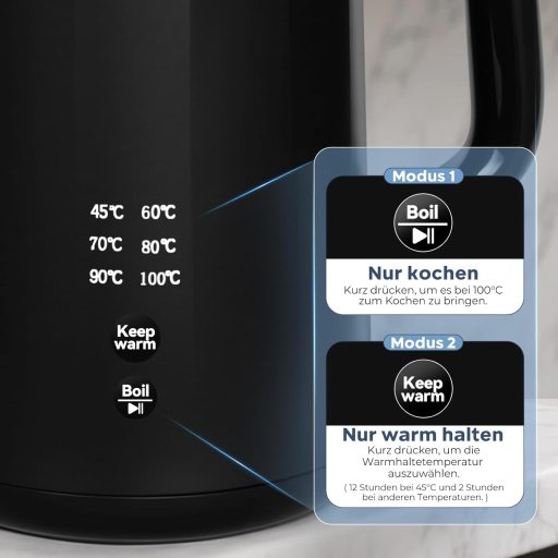 Bear 1.7L Elektromos Vízforraló 6 Hőmérséklet Beállítás Rozsdamentes Acél