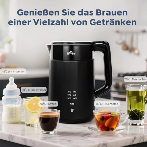 Bear 1.7L Elektromos Vízforraló 6 Hőmérséklet Beállítás Rozsdamentes Acél