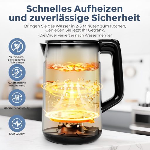Bear 1.7L Elektromos Vízforraló 6 Hőmérséklet Beállítás Rozsdamentes Acél