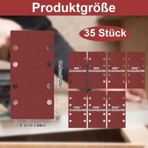 HuangXinyu 35 darabos csiszolópapír készlet, 400-2000 szemcseméret, 8 lyukas orbitális csiszolóhoz