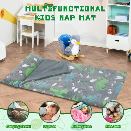 Decalsweet Világító Gyerek Hálózsák Dupla Cipzárral 170x75cm Párnával