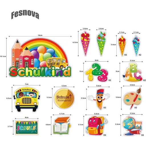 Fesnova Sada na zdobenie torty k začiatku školského roka, 23 kusov, pre dievčatá a chlapcov