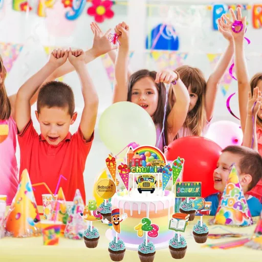 Fesnova Set za dekoriranje torte za polazak u školu, 23 komada, za djevojčice i dječake