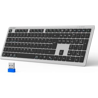   TECKNET Bluetooth Billentyűzet Vezeték Nélküli, Újratölthető 4 Eszközhöz, Német QWERTZ Kiosztás