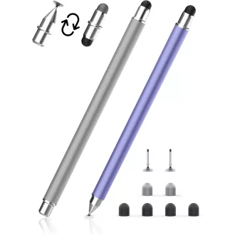   Stilus magnetic 3-în-1 MEKO gri/mov pentru iPhone, iPad, Samsung, Huawei