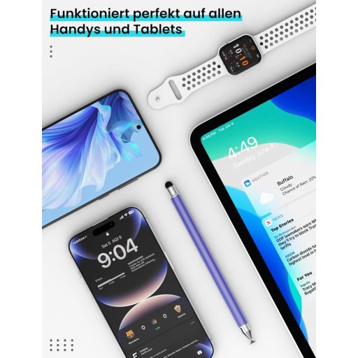 MEKO 3az1-ben mágneses stylus toll szürke/lila iPhone iPad Samsung Huawei