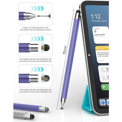 MEKO 3az1-ben mágneses stylus toll szürke/lila iPhone iPad Samsung Huawei