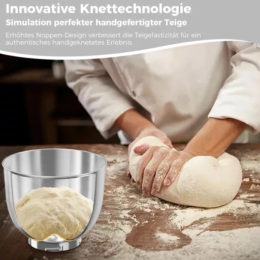 YASHE 1500W Konyhai Robotgép Rozsdamentes Tál Dagasztó Habverő 10 Fokozat