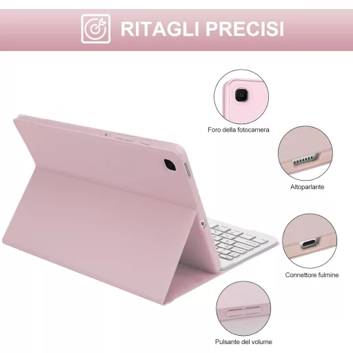 JADEMALL Samsung Tab S6 Lite 10,4" billentyűzetes tok, rózsaszín, olasz QWERTY