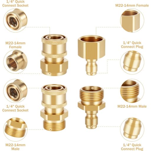 Zocipro 4 részes M22 nyomásmosó adapter készlet, gyorscsatlakozó, 5000 PSI