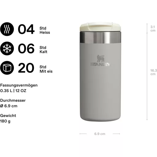 Stanley Aerolight Transit 0,35L Termikus Utazó Bögre, 4 Óra Hőtartás, Autópoháradó - 0.35 L, Ash