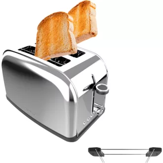   Cecotec Toastin' time 850 Inox Essential függőleges kenyérpirító 850W, dupla hosszú nyílás, automata kikapcsolás
