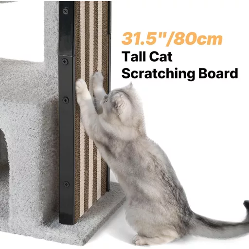 Veehoo 90 cm vysoké škrabadlo pre mačky, viacúrovňová mačacia veža na škrabanie a odpočinok